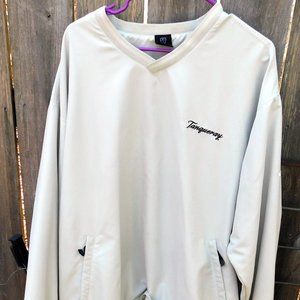 Nike Tanqueray Wind Shirt Off White Long Sleeves Pullover Vee Neck Zip Pockets